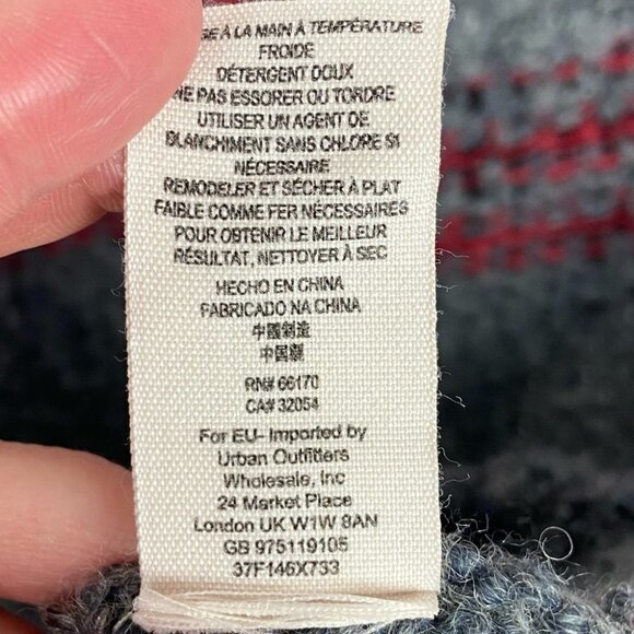 Free People Mohair Wool Linen Knit Engineer Sweater Grey Cowl Neck Fair‎ Isle XS - Picture 10 of 13